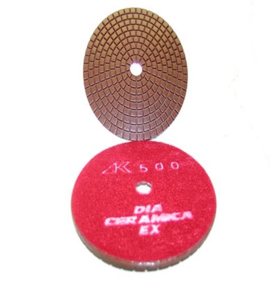 Wet Polishing Pad Ceramica EX with Hook & Loop Red 500 Grit 4"