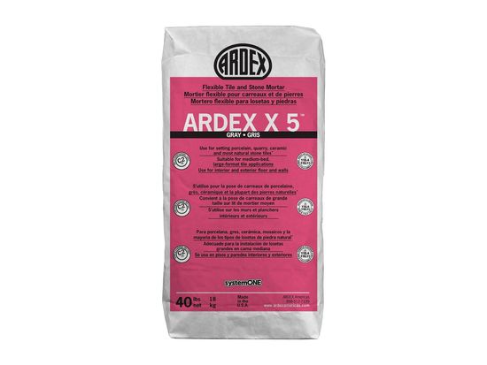 X 5 Flexible Tile & Stone Mortar, Gray - 40 lb