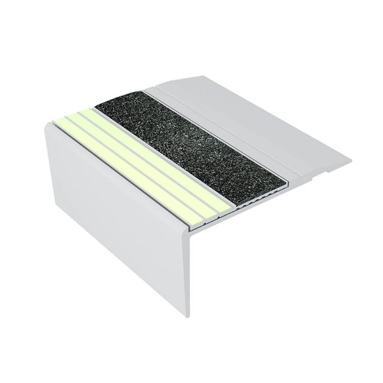 Ecoglo F4-E20 Photoluminescent Flat Stair Nosing with Black Anti-Slip Strip 2.7" x 8'