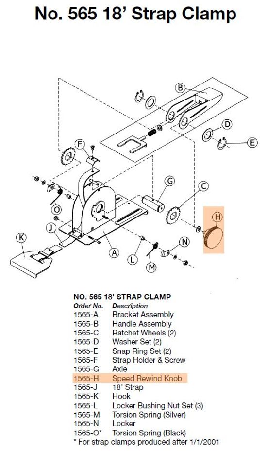 Speed Rewind knob for 565 Strap Clamp
