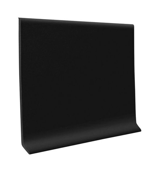 Coved Vinyl Wall Base Coil Roppe Ready Base 4" #100 Black 120' Roll