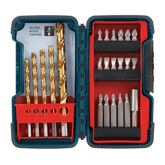 Titanium Drill and Drive Bit Assortment with Compact Brute Tough Case (Pack of 23)
