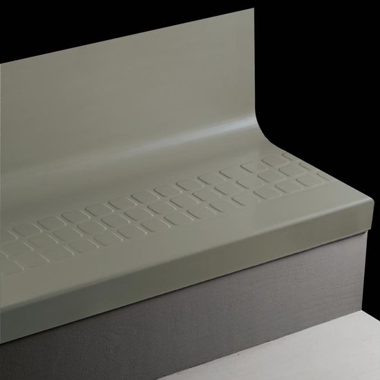 Angle Fit Rubber Stair Tread with Integrated Riser Raised Square #TG6 Mink 54"