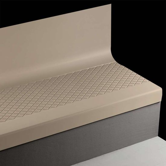 Angle Fit Rubber Stair Tread with Integrated Riser - CNNTR 49 SQ Diamond #49 Beige No insert 48"