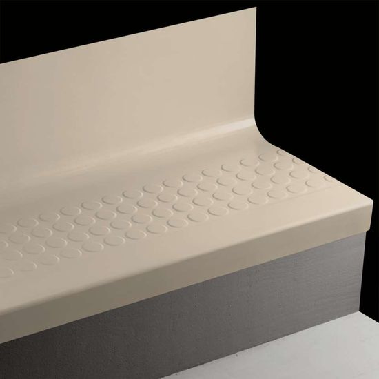 Angle Fit Rubber Stair Tread with Integrated Riser - RNRDTR 31 SQ Raised Round #31 Zephyr No insert 36"
