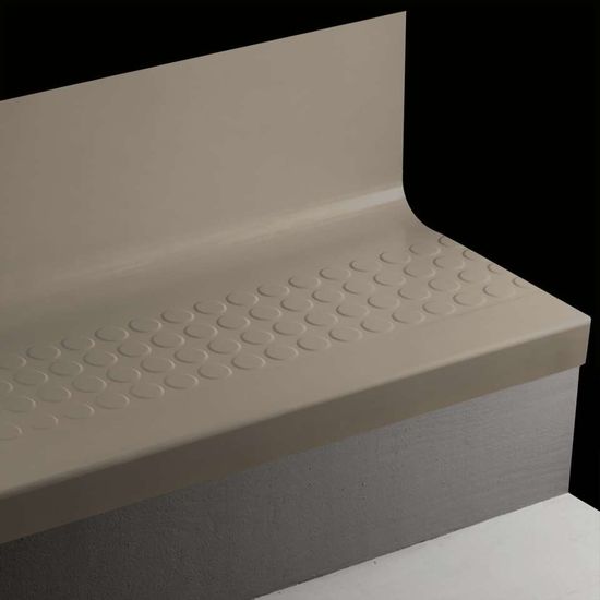 Angle Fit Rubber Stair Tread with Integrated Riser - RNRDTR 47 SQ Raised Round #47 Brown No insert 36"