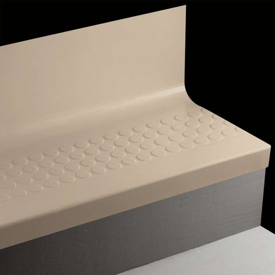 Angle Fit Rubber Stair Tread with Integrated Riser - RNRDTR 49 SQ Raised Round #49 Beige No insert 42"