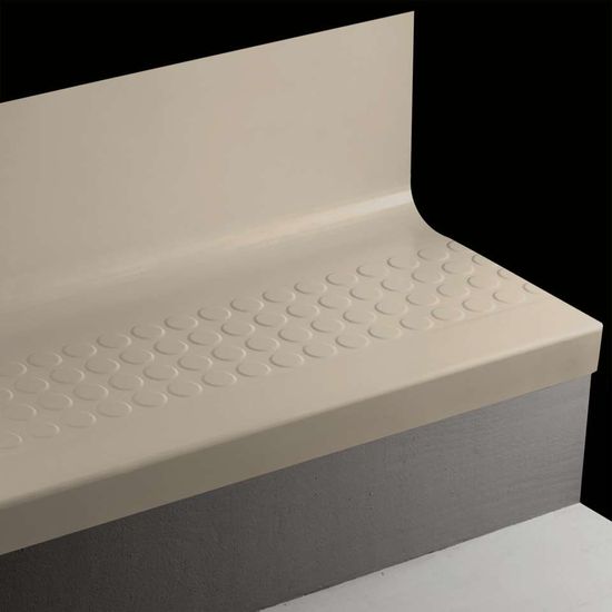 Angle Fit Rubber Stair Tread with Integrated Riser - RNRDTR 121 SQ Raised Round #121 Cement No insert 42"