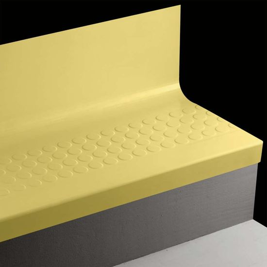 Angle Fit Rubber Stair Tread with Integrated Riser - RNRDTR TG7 SQ Raised Round #TG7 Canary No insert 42"