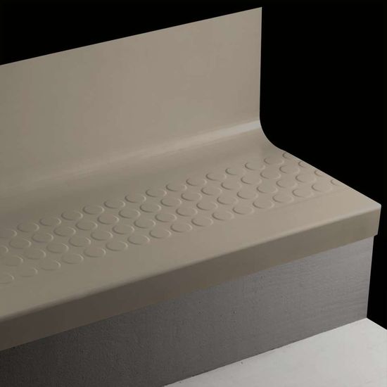 Angle Fit Rubber Stair Tread with Integrated Riser - RNRDTR TB1 SQ Raised Round #TB1 Peppercorn No insert 48"