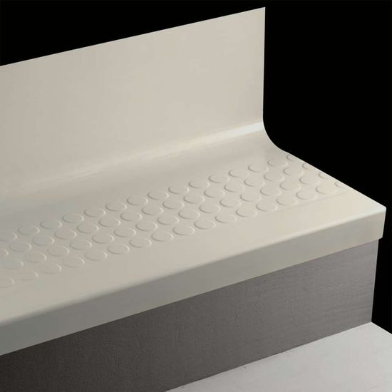 Angle Fit Rubber Stair Tread with Integrated Riser - RNRDTR 21 SQ Raised Round #21 Platinum No insert 72"