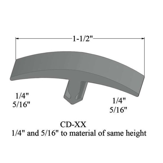 T-Mouldings - CD 21 1/4 and 5/16" to material of same height" #21 Platinum 12'