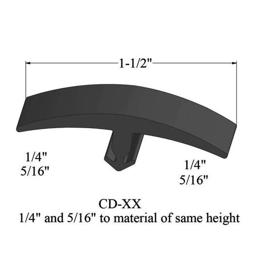 T-Mouldings - CD 40 1/4 and 5/16" to material of same height" #40 Black 12'