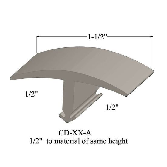 T-Mouldings - CD 01 A 1/2" to material of same height #1 Snow White 12'