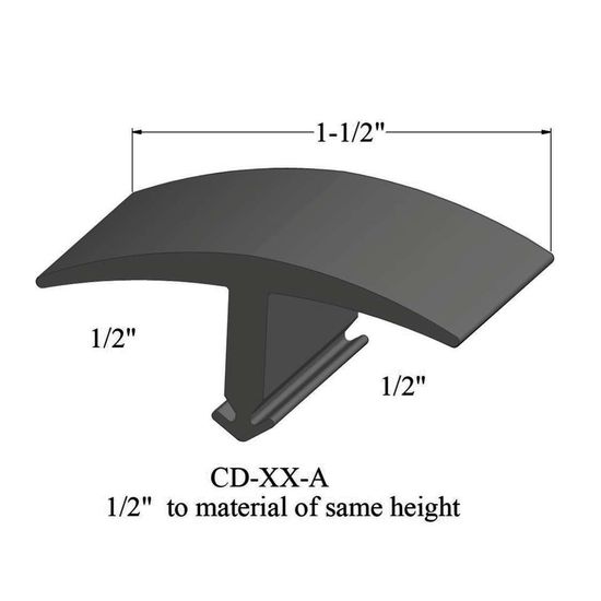T-Mouldings - CD 20 A 1/2" to material of same height #20 Charcoal 12'