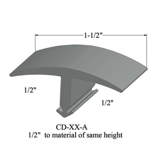 T-Mouldings - CD 21 A 1/2" to material of same height #21 Platinum 12'