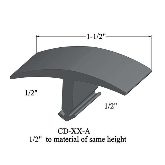 T-Mouldings - CD 28 A 1/2" to material of same height #28 Medium Grey 12'