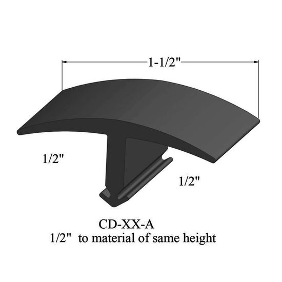 T-Mouldings - CD 40 A 1/2" to material of same height #40 Black 12'