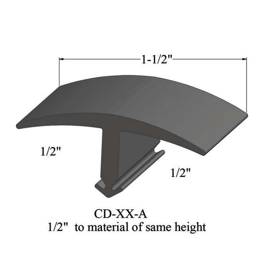T-Mouldings - CD 48 A 1/2" to material of same height #48 Grey 12'