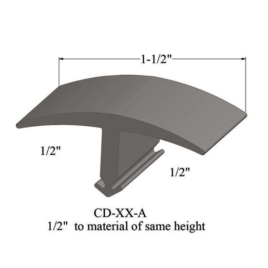 T-Mouldings - CD 55 A 1/2" to material of same height #55 Silver Grey 12'