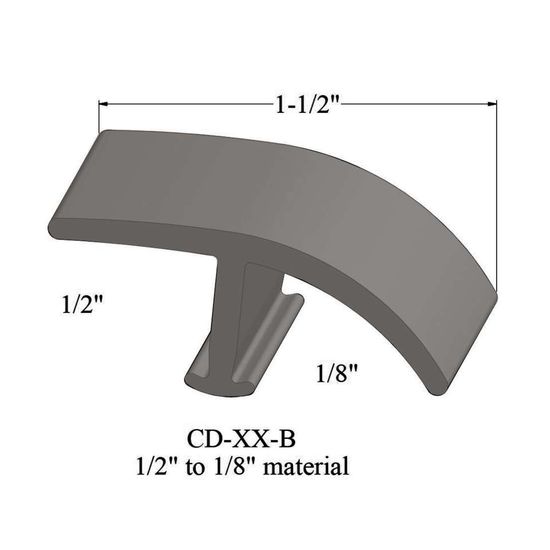 T-Mouldings - CD 55 B 1/2" to 1/8" material #55 Silver Grey 12'