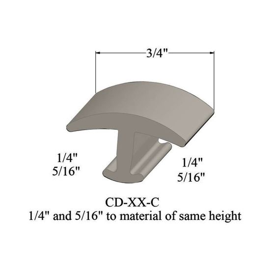 T-Mouldings - CD 01 C 1/4 and 5/16" to material of same height" #1 Snow White 12'