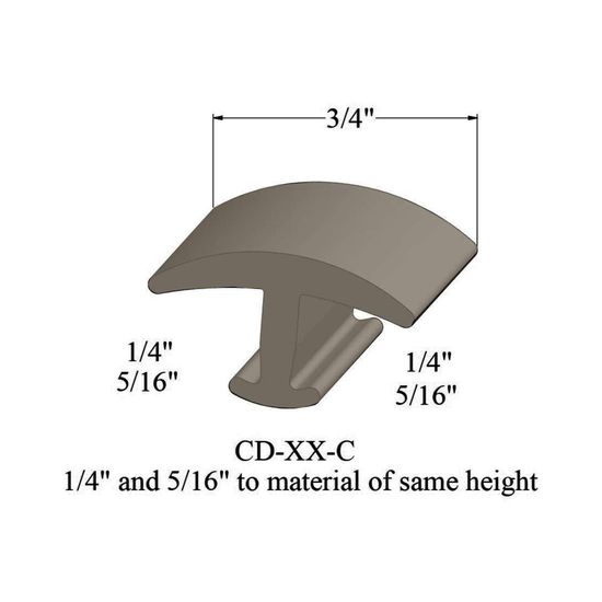 T-Mouldings - CD 09 C 1/4 and 5/16" to material of same height" #9 Clay 12'