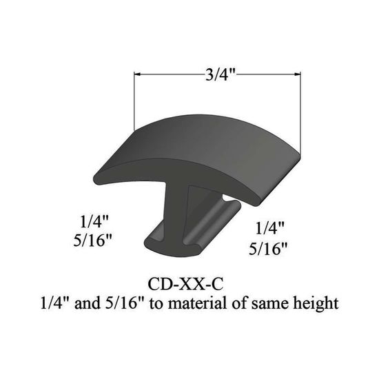 T-Mouldings - CD 20 C 1/4 and 5/16" to material of same height" #20 Charcoal 12'