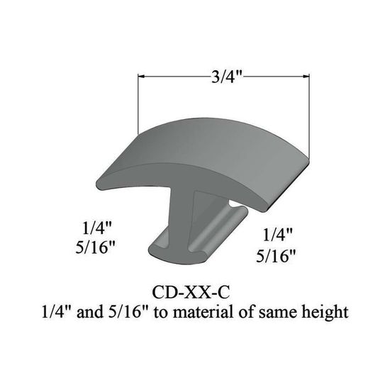 T-Mouldings - CD 21 C 1/4 and 5/16" to material of same height" #21 Platinum 12'