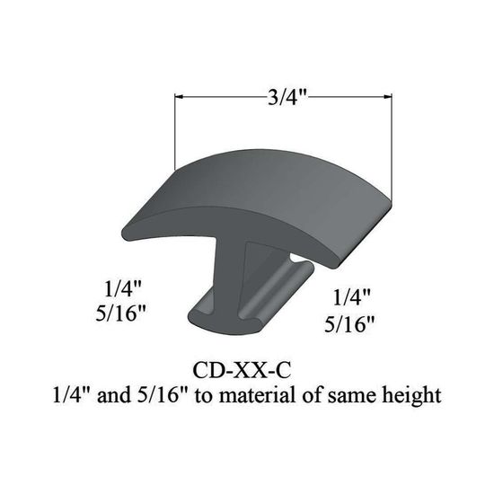 T-Mouldings - CD 28 C 1/4 and 5/16" to material of same height" #28 Medium Grey 12'