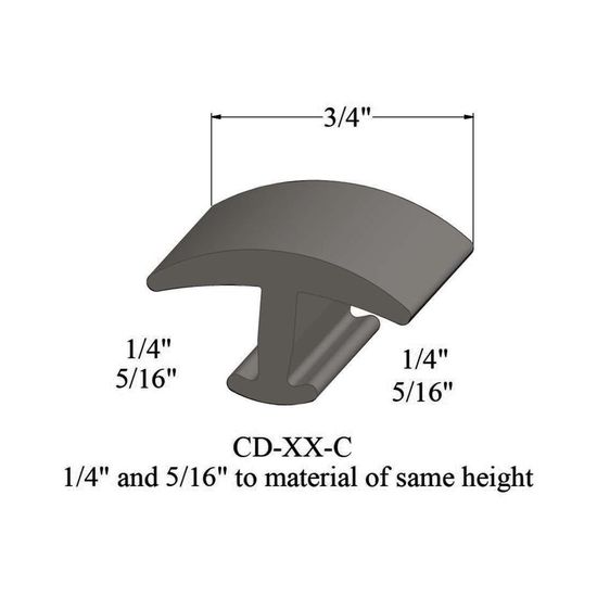 T-Mouldings - CD 32 C 1/4 and 5/16" to material of same height" #32 Pebble 12'