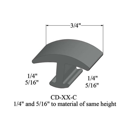 T-Mouldings - CD 38 C 1/4 and 5/16" to material of same height" #38 Pewter 12'