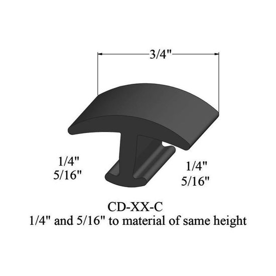 T-Mouldings - CD 40 C 1/4 and 5/16" to material of same height" #40 Black 12'