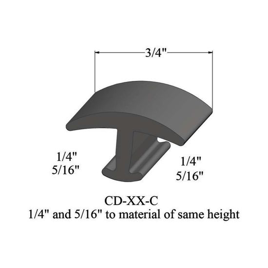 T-Mouldings - CD 48 C 1/4 and 5/16" to material of same height" #48 Grey 12'
