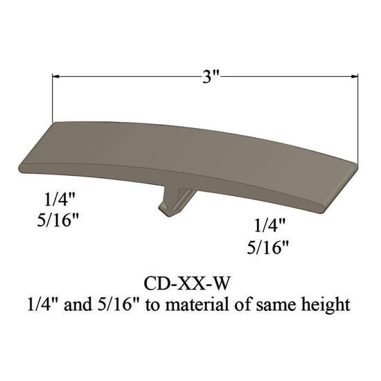 T-Mouldings - CD 09 W 1/4 and 5/16" to material of same height" #9 Clay 12'