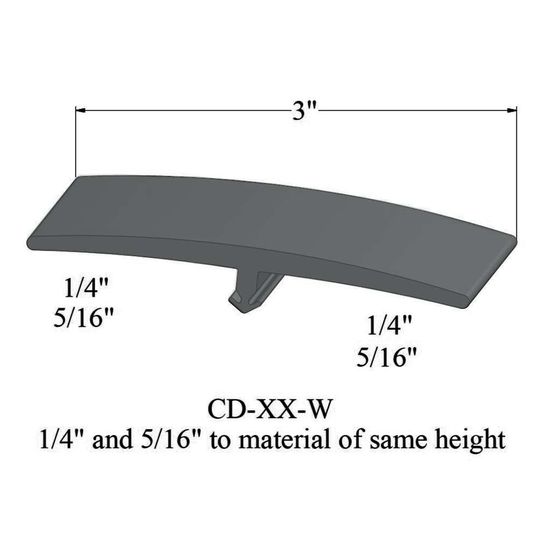 T-Mouldings - CD 28 W 1/4 and 5/16" to material of same height" #28 Medium Grey 12'