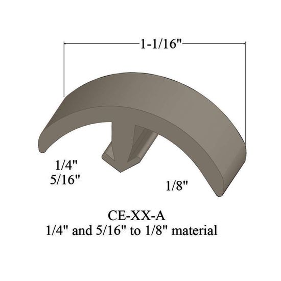 T-Mouldings - CE 09 A 1/4" and 5/16" to 1/8" material #9 Clay 12'