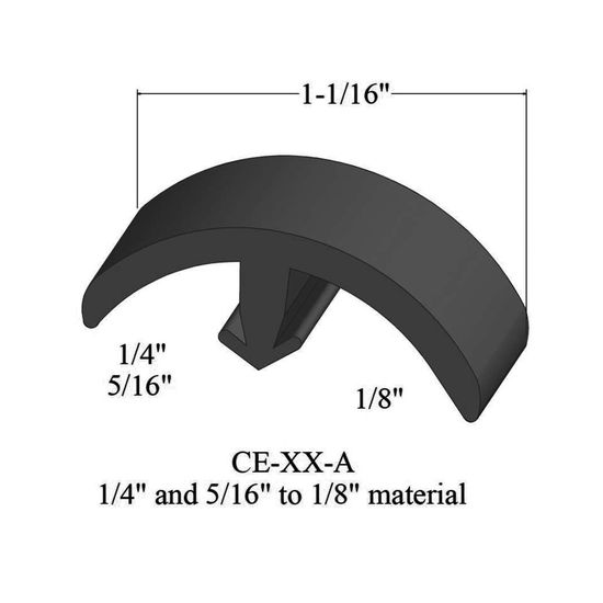 T-Mouldings - CE 40 A 1/4" and 5/16" to 1/8" material #40 Black 12'