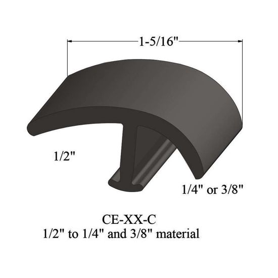 T-Mouldings - CE 167 C 1/2" to 1/4" and 3/8" material #167 Fudge 12'