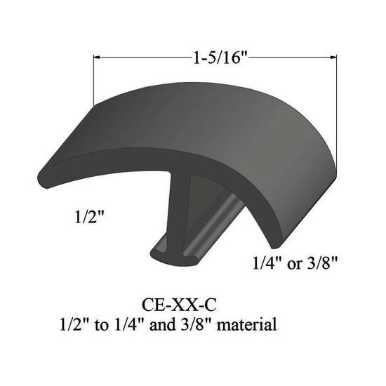 T-Mouldings - CE 20 C 1/2" to 1/4" and 3/8" material #20 Charcoal 12'
