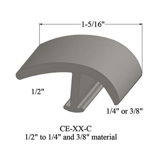 T-Mouldings - CE 24 C 1/2" to 1/4" and 3/8" material #24 Grey Haze 12'