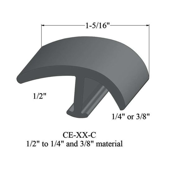 T-Mouldings - CE 28 C 1/2" to 1/4" and 3/8" material #28 Medium Grey 12'