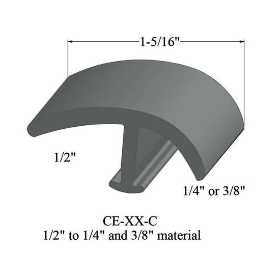 T-Mouldings - CE 38 C 1/2" to 1/4" and 3/8" material #38 Pewter 12'