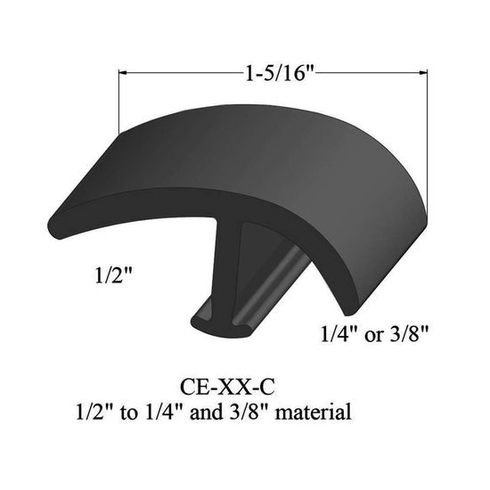T-Mouldings - CE 40 C 1/2" to 1/4" and 3/8" material #40 Black 12'
