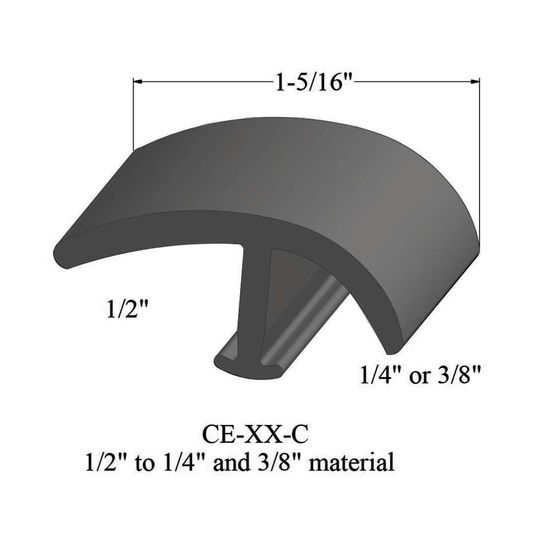 T-Mouldings - CE 48 C 1/2" to 1/4" and 3/8" material #48 Grey 12'