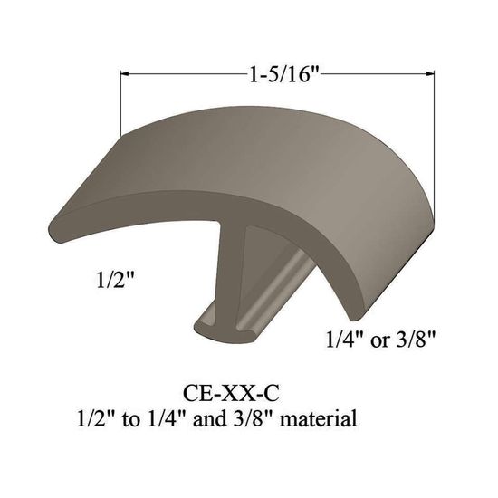 T-Mouldings - CE 09 C 1/2" to 1/4" and 3/8" material #9 Clay 12'