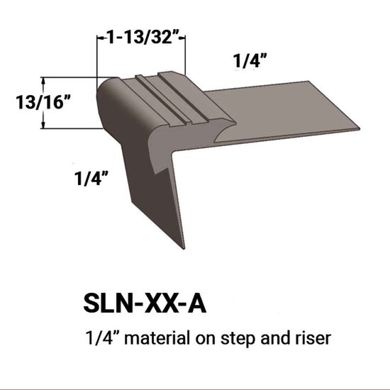 Stair Nosings - ¼” material on step and riser #176 Brass 12'