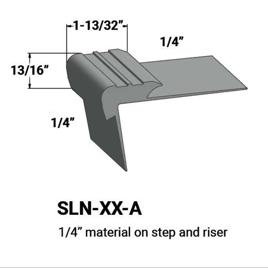 Stair Nosings - ¼” material on step and riser #38 Pewter 12'