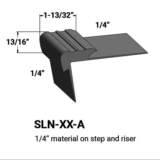 Stair Nosings - ¼” material on step and riser #40 Black 12'