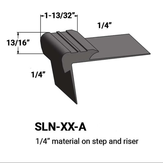 Stair Nosings - ¼” material on step and riser #44 Dark Brown 12'